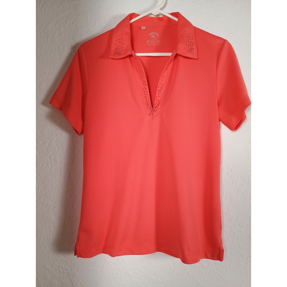 Monterey Club Women's Medium M Coral Pink Short Sleeve Golf‎ Polo Shirt...